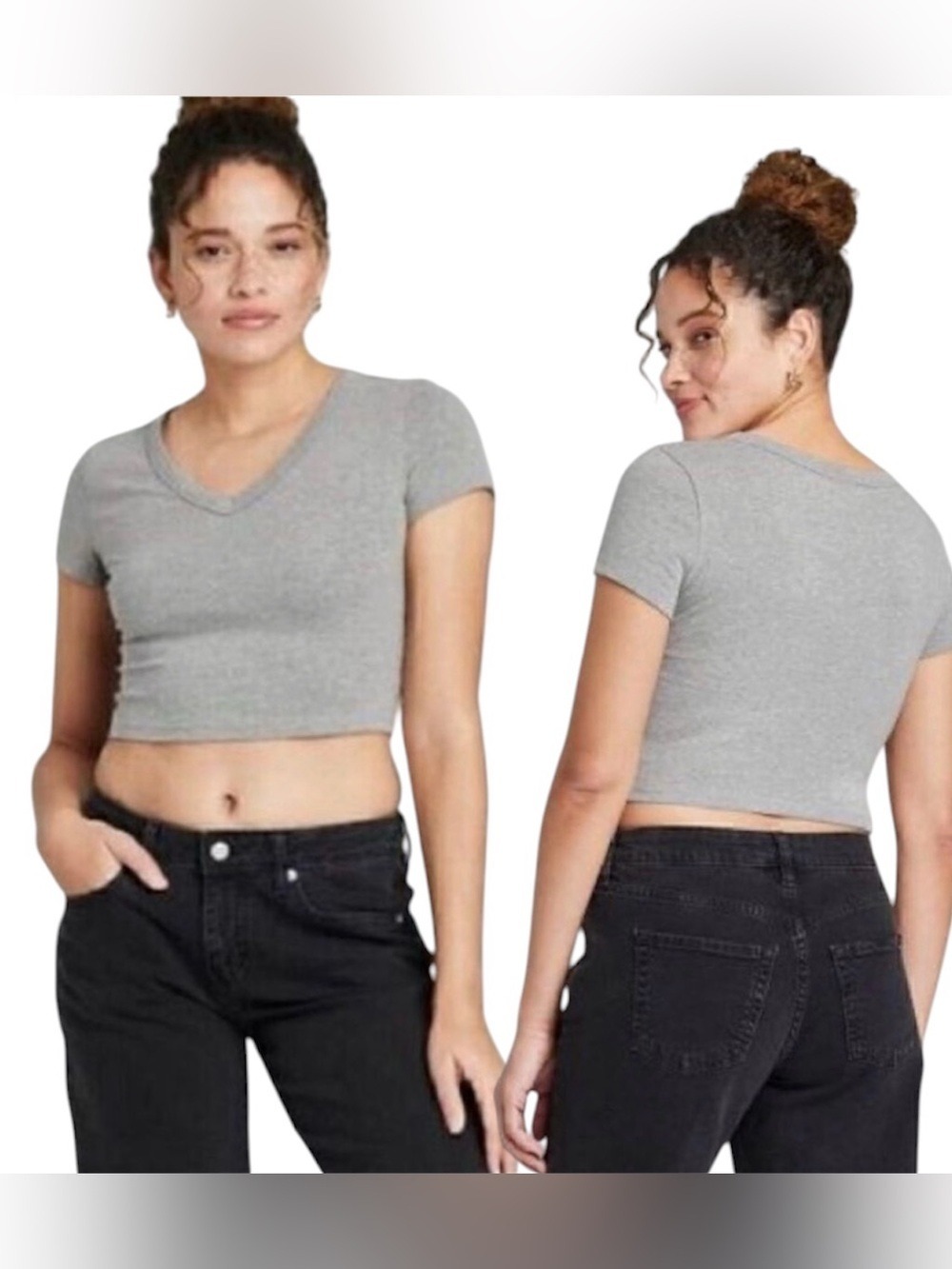Wild Fable Womens Short Sleeve V Neck Cropped T-Shirt